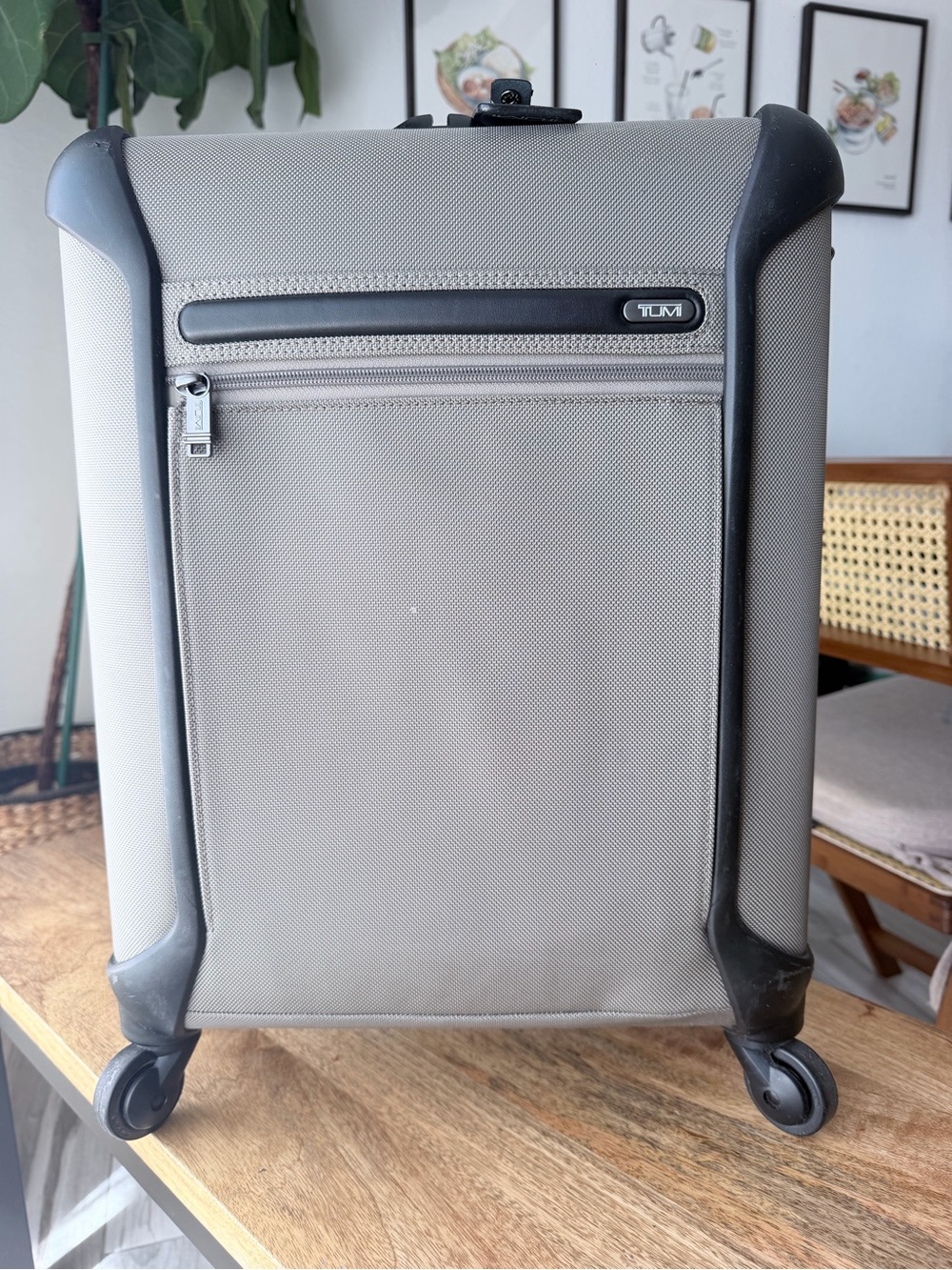 Tumi Gen 4 taupe grey carry on: clean like new.